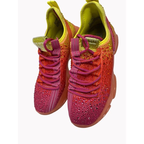 Steve Madden Maxima R Womens Sneakers 7M Yellow Orange Rhinestone Embellished - Picture 1 of 7